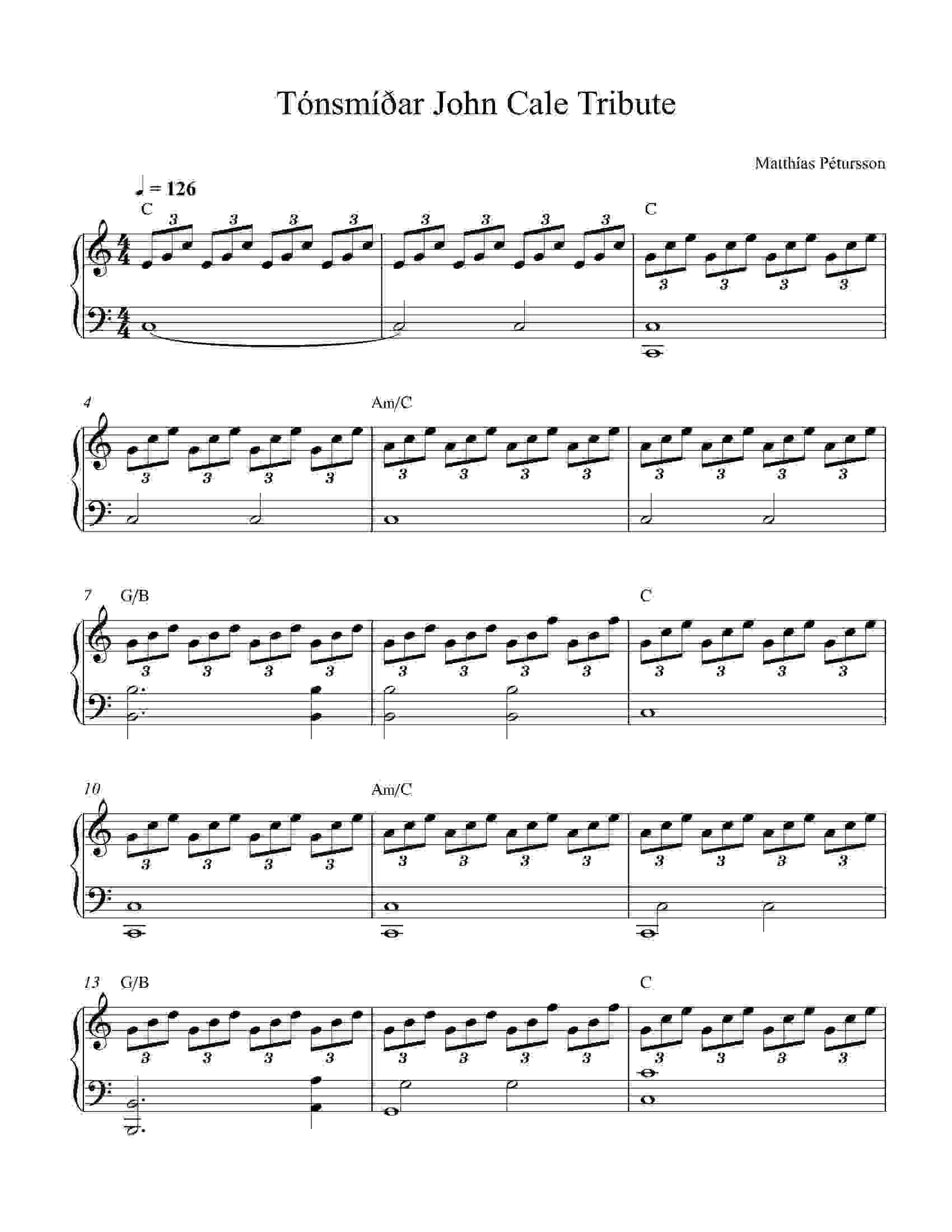 John Cale Tribute sheet music