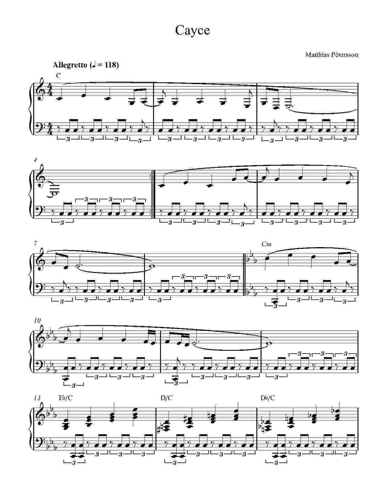 Cayce sheet music