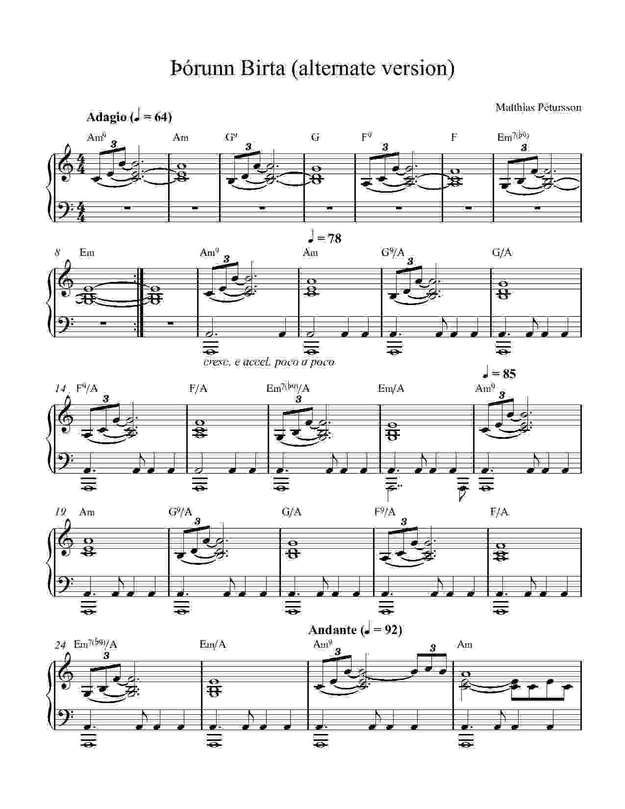 Þórunn Birta (alternate version) sheet music